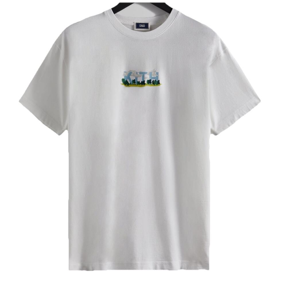 NEW KITH Mens Clouds Trees Forest White Tee Shirt Authentic Sz S